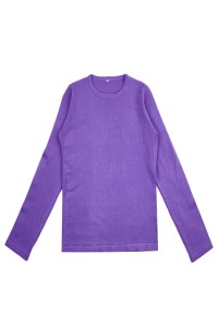 訂購女裝長袖針織毛衫  設計紫色圓領淨色毛衫 毛衫供應商 JUM062